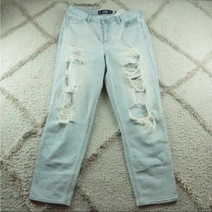 Hollister Ultra High Rise Mom Jeans Womens 31 Distressed Blue Denim